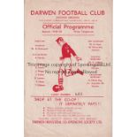DARWEN V ASHTON UNITED 1950 Programme for the League match at Darwen 21/1/1950, horizontal crease.
