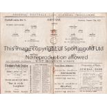 ARSENAL V WEST BROMWICH ALBION 1931 Programme for the League match at Arsenal 29/8/1931, slightly