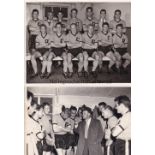 NEWPORT COUNTY Two 8" X 6" black & white Press photographs including a team group from 1960/1 and in