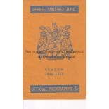 LEEDS UNITED V MANCHESTER UNITED 1957 Programme for the League match at Leeds 30/3/1957. Generally