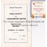 MAN UNITED Programme and ticket Ross County v Manchester United friendly 11/8/1973. Ticket looks