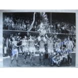 RANGERS 1964 B/w 16 x 12 photo of the 1964 Scottish Cup winners celebrating with their trophy at