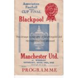 1948 FA CUP FINAL / MAN. UTD. V BLACKPOOL Pirate programme with blue and red print on the cover