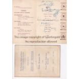 MANCHESTER UNITED / MANCHESTER CITY / AUTOGRAPHS 1956 A Guest List and Menu for the Manchester,