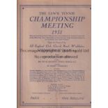 WIMBLEDON TENNIS A collection of 10 Wimbledon tennis programmes 1931-1939 inclusive with the last