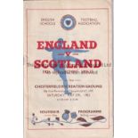 ENGLAND V SCOTLAND SCHOOLS INTERNATIONAL 1951 / DUNCAN EDWARDS Programme for the Victory Shield