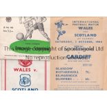 SCOTLAND A railway flyer to the Wales v Scotland match 1964 plus 7 Scotland away programmes v