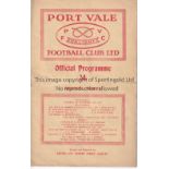 PORT VALE V STOCKPORT COUNTY 1936 Programme for the League match at Port Vale 26/9/1936. Staple