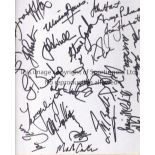 NEW ZEALAND ALL BLACKS AUTOGRAPHS 1992 A signed white sheet laid on board signed by 30 players.