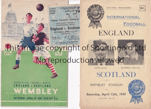 ENGLAND / SCOTLAND Official programme , pirate (Abbott) and ticket for the England v Scotland