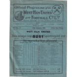 WEST HAM UNITED V BURY 1939 Programme for the League match at West Ham 14/1/1939, horizontal crease.