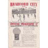 BRADFORD CITY V NEW BRIGHTON 1947 Programme for the League match at Bradford 20/12/1947, slightly
