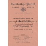 TOTTENHAM HOTSPUR Programme for the away Eastern Counties League match v Cambridge United 4/9/1954