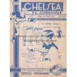CHELSEA V FULHAM 1940 Programme for the F.L. Regional Competition match at Chelsea 22/3/1940.