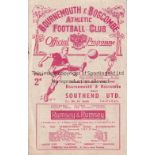 BOURNEMOUTH V SOUTHEND 1947 Programme for the League match at Bournemouth 27/12/1947, team changes