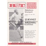 ARSENAL Programme from the first European competition match v. Staevnet Copenhagen away 25/10/