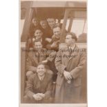 CARDIFF CITY A 6" X 4" black & white Press photograph of 8 players getting on the team bus to go