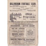 GILLINGHAM - LEYTON ORIENT 47 Gillingham home programme v Leyton Orient, 29/11/47, Cup 1st Round,