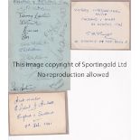 ENGLAND WARTIME FOOTBALL AUTOGRAPHS Two white sheets, one signed by Henry Kinsell and the other by