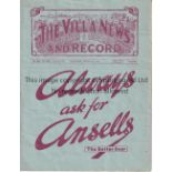 ASTON VILLA V ARSENAL 1931 Programme for the League match at Villa 14/3/1931 in Arsenal's first