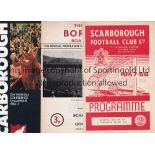 SCARBOROUGH Twenty eight programmes and a teamsheet. Home programmes; v Doncaster Reserves 57-58, x3