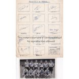 RACING CLUB DE PARIS 1956/7 AUTOGRAPHS Postcard size B/W team group photo signed by all 11