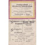 HUDDERSFIELD RUGBY LEAGUE 1944 Huddersfield Rugby League programme v Wigan, 14/10/44, Emergency