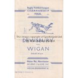 RUGBY LEAGUE CHAMPIONSHIP 47 Programme, Rugby League Championship Final, 21/6/47 Dewsbury v Wigan at