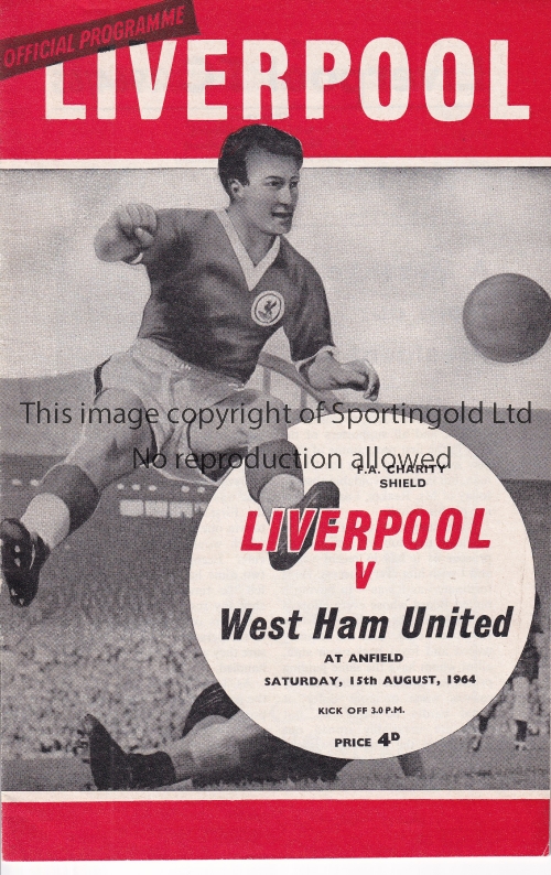 CHARITY SHIELD 1964 Programme for the Charity Shield Liverpool v West Ham United at Anfield 15/8/