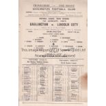 DARLINGTON v LINCOLN CITY Darlington home programme 1st January 1947. Single sheet, Repair to bottom