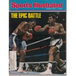 MUHAMMAD ALI / JOE FRAZIER / AUTOGRAPHS A Sports Illustrated magazine 13/10/1975 with an action shot