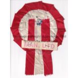 MAN UNITED Manchester United rosette probably from the 1960's. Lacking pin with part of the good