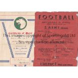 JESSE PYE / SHEEFIELD UNITED 1945 Single sheet programme for 5 Army v 1 District 21/4/1945 in