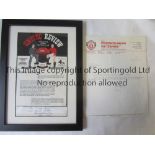 MATT BUSBY AUTOGRAPH A framed and glazed photocopy cover of the Manchester United v Sheffield