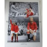 DENIS LAW AUTOGRAPH A signed 16" X 12" colour montage of the Manchester United legend. Signed in