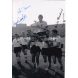 ENGLAND B/w 12 x 8 photo of Captain Johnny Haynes keeping a tight grip on the British Championship