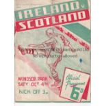 NORTHERN IRELAND / SCOTLAND Programme Ireland v Scotland at Windsor Park, Belfast 4/10/1947.