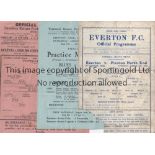 1944/45 Three programmes from 1944/45 season all single sheets - Everton v Preston North End (