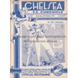 CHELSEA / ARSENAL Programme Chelsea v Arsenal 9/10/1937. Ex Bound Volume. Generally good