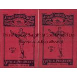 ARSENAL 1938/9 Two home programmes v. Birmingham and Everton, both very slightly creased.