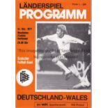 GERMANY - WALES 77 Programme, Germany v Wales, 14/12/77, played in Dortmund. Good