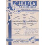 CHELSEA Home programme v Arsenal War League 14/4/1941. Single sheet. No writing. Light horizontal