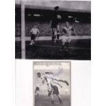 JOHN CHARLES AUTOGRAPH A signed 5" X 4" B/W magazine picture and reprinted photo showing Charles