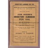 CRICKET WISDEN Original soft back light brown coloured John Wisden Cricketers' Almanack for 1916.