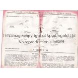 ARSENAL Home programme for the Friendly v. A Vienna XI 4/12/1933 with red staining around the