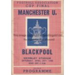 1948 CUP FINAL Pirate programme for the 1948 Cup Final, Blackpool v Manchester United, published
