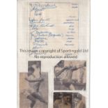 BRAZIL AUTOGRAPHS 1950's A lined sheet with 14 autographs on one side and 10 signed B/W newspaper