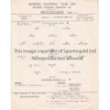 ARSENAL V TOTTENHAM HOTSPUR 1962 Single sheet programme for the South East Counties League Cup Final