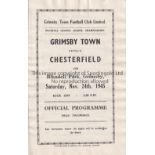 GRIMSBY v CHESTERFIELD Grimsby home programme 24th November 1945. Good