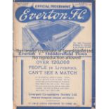 EVERTON - HUDDERSFIELD 1937-38 Everton home programme v Huddersfield, 25/9/1937, staples removed,